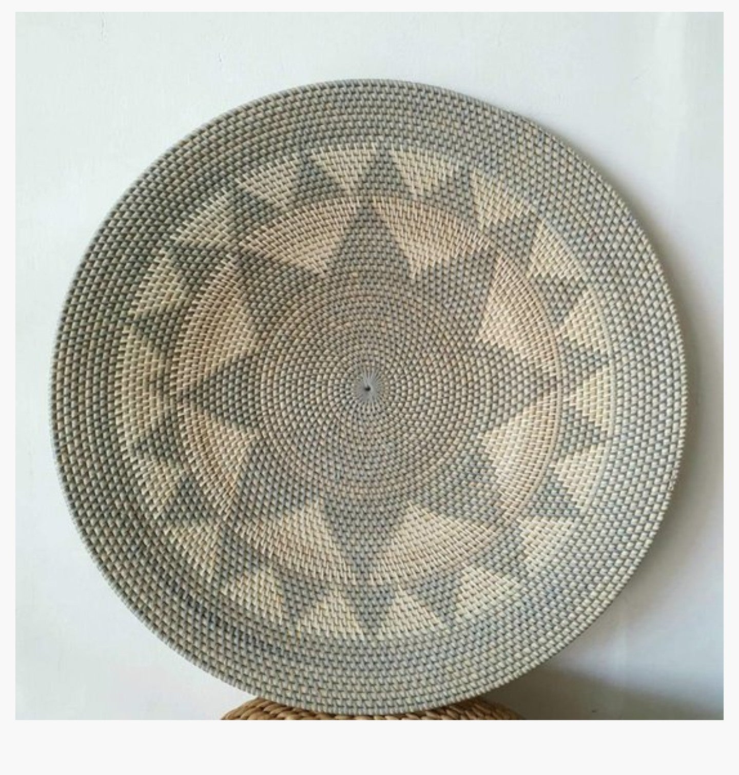 Rotan wandschaal XL Set Bunga grijs