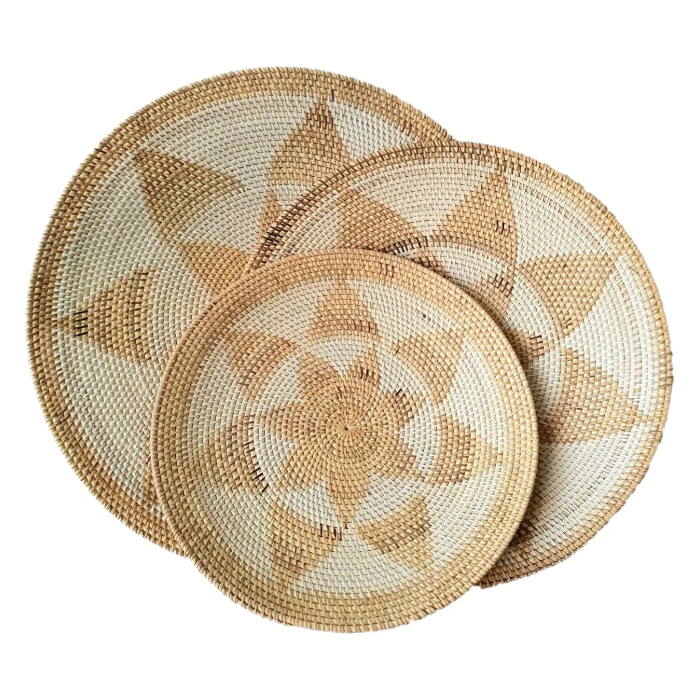 Rotan wandschaal bloem 50 cm