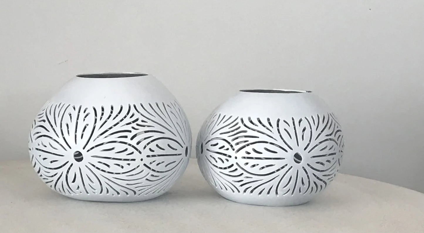 Cocosnoot waxinelicht print bloem wit